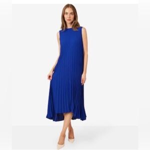 Nina Leonard Pleated High/Low Hem Midi Dress 2X ~NEW~